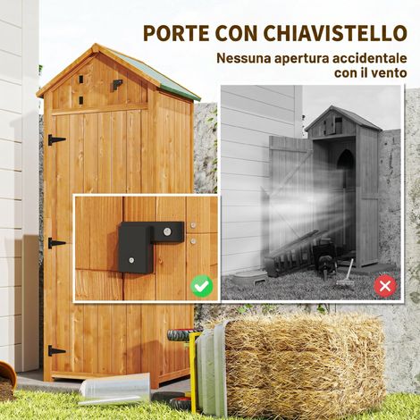 Abri de jardin imperméable en bois jaune, 77x54,2x179 cm, pour rangement d'outils