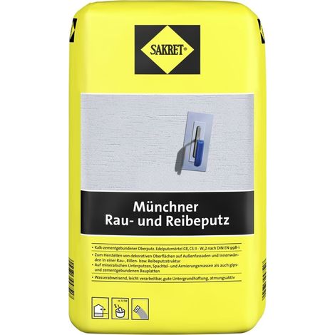 Sakret Münchner Rau- und Reibeputz 25 kg Sack weiß 2,0 mm Putze