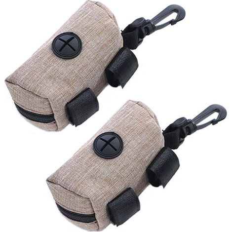 Set of 2 dog poop bag dispensers, portable dispenser with zipper, compatible with all dog leashes for walking and running (1/5)