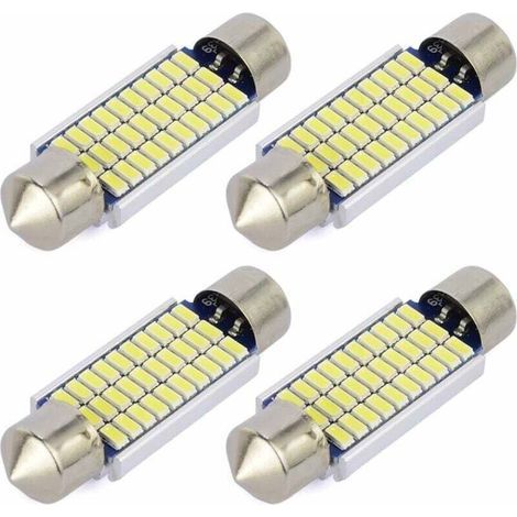 4Pcs C5W LED Anti Erreur Blanc 41mm 3014 Ampoules 30SMD Feston Dôme Voiture Intérieur LED Lumière 211-2 578 DC 12V 6000k (1/5)