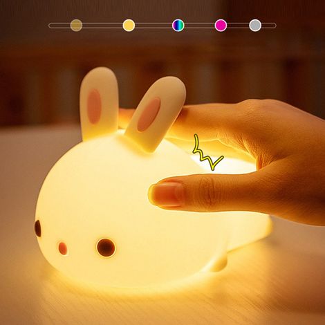 Veilleuse lapin en silicone, lampe de chevet, lampe de table créative, romantique et féérique en forme de lapin. (1/5)