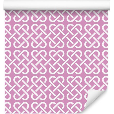 Carta da parati con motivo geometrico rosa cipria e bianco, forme delicate 50x1000 cm (1/5)