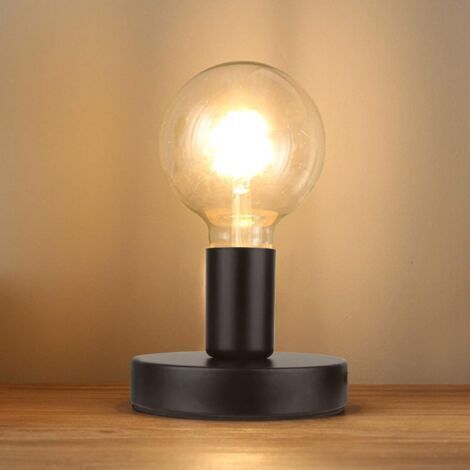 FENOPLASTICALampe de bureau rétro industrielle - Idéale pour le bureau, la chambre, le salon ou la salle à manger - Lot de 2, lumière chaude, noire (1/3)