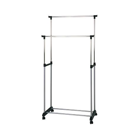 Portant double 80x42x96-165 cm en métal gris
