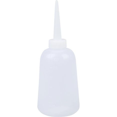 Flacon souple distributeur de sauce, huile ou liquide en plastique blanc transparent de 300 ml (1/4)