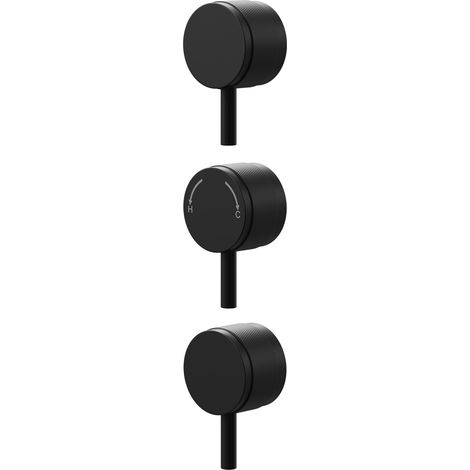 Colore Matt Black Industrial Style Half Knurled Control Handle Set for Triple Shower Valve (1/5)