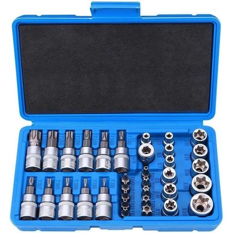 34-teiliger Torx-Steckschlüsselsatz für hohe Beanspruchung, Torx-Steckschlüssel (Innengewinde), Torx-Steckschlüsselkoffer, Torx-Bits, Kfz-Werkzeug (1/4)