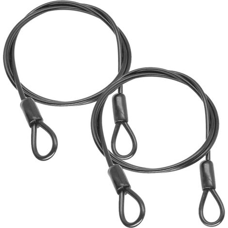 Lot de 2 câbles en acier avec œillets, 1,5 m x 5 mm, câble à boucle de 1,5 m, câble à boucles, câble métallique de 5 mm, câble en acier avec passants, câble court en acier avec œillets, pour meubles