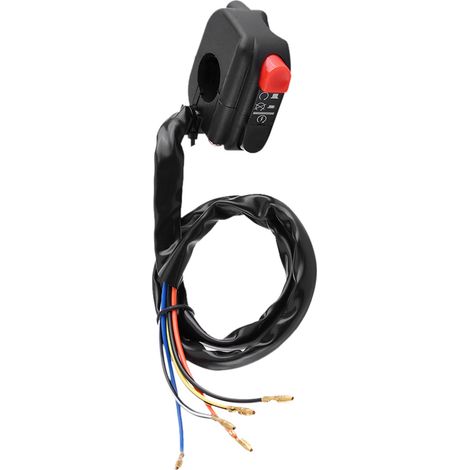 Ensemble interrupteur marche/arrêt pour guidon de moto 7/8 pouce avec fils de connexion (1/5)