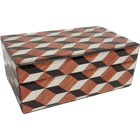 boîte de rangement design en verre motifs géométriques multicolores - motifs géométriques multicolores cubes marron blanc noir (1/5)