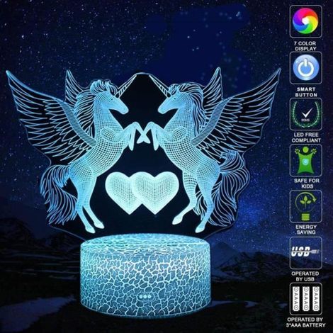 Veilleuse Licorne - 16 Couleurs LED - Télécommande Incluse - Alimentation USB ou Piles - Pour Chambre Enfant (1/4)