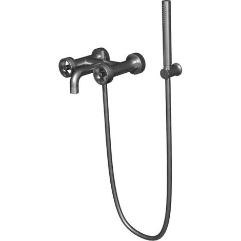 Melangeur Bain 2 Sortie Avec Douchette Metal Brosse - CRISTINA ONDYNA RT18077
