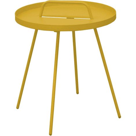 Proloisirs – Table basse de jardin ronde 44 cm – Acier traité anticorrosion – Plateau amovible – Pour petits espaces extérieurs (1/2)