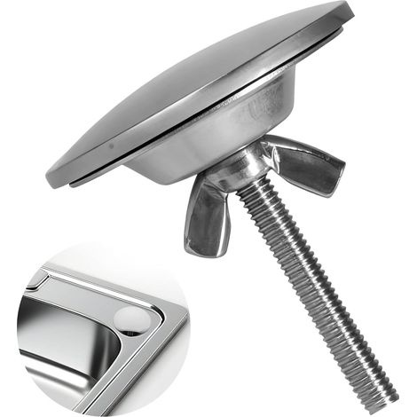 Kitchen Sink Hole Cover 50 mm Chrome-Plated Stainless Steel, Shutter Plug Hole Tap with Rubber Seal, Decorative and Waterproof Sink Hole Cover (1/5)