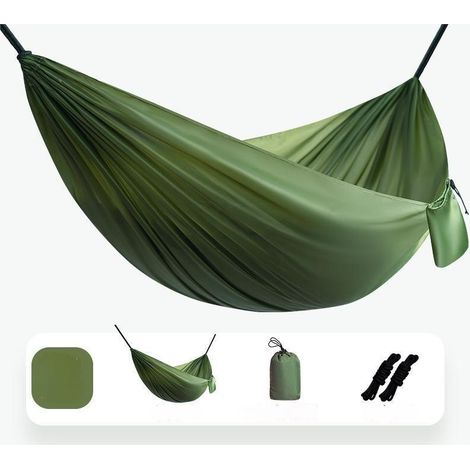Filiyano – sac de rangement C – Hamac d'extérieur en polyester uni 210 x 140 cm, portable, à séchage rapide, pour une personne, avec corde et sac de (1/2)