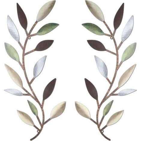 Feuille d'arbre en métal décoration murale vigne branche d'olivier feuille Art mural en fer forgé défilement au-dessus du lit, salon, décoration extérieure (1/4)