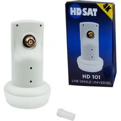 LNB Single universel 4K – Gain 65dB – Facteur de bruit 0,1 dB – Compatible Full HD – Plage de température -40° à 60° – Hdsat