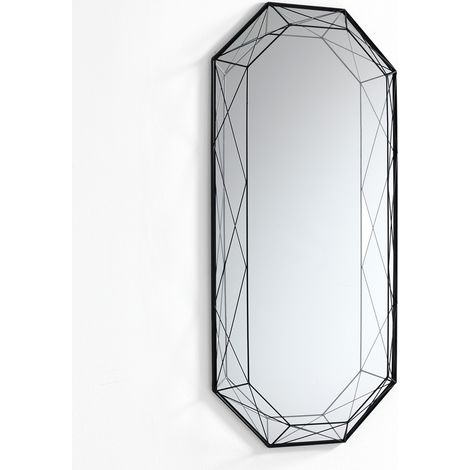 Specchiera da parete rettangolare in metallo nero opaco Shine 120
