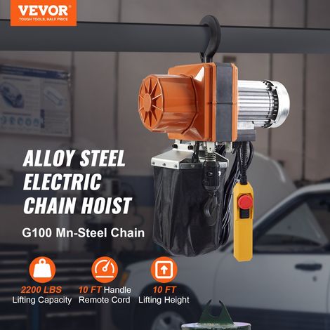 Palan Électrique à Chaîne, Capacité de Charge 998 kg, Hauteur de Levage Max 3 m, 1100 W, Grue Aérienne Monophasée avec Chaîne G100,… (1/5)