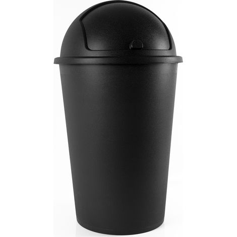 DEUBA® Kitchen Bin 50L Plastic Dustbin with Sliding, Removable Lid Rubbish Recycle Basket Home Waste Paper Bin Dustbin, Paper Basket Black (1/5)