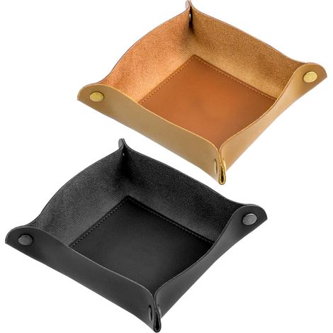 Schmuckschale – 2er-Set – Kunstleder – Faltbar und wasserfest – Aufbewahrung für Schlüssel und Schmuck – 20 x 20 cm (1/5)