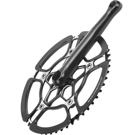 Manivelle vélo 170 mm 53 dents en alliage aluminium, plateau noir et bras fixe pour pédalier (1/5)