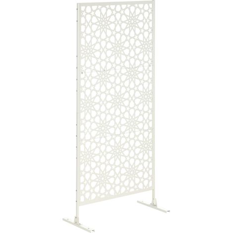 Panneau brise vue décoratif extérieur blanc à motif en métal - 92 x 45 x 198 cm - Style Moderne et Élégant pour Extérieur (1/5)