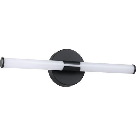 Ramola LED mirror wall light, bathroom lamp, black metal and white plastic, warm to cool white, IP44, L 45 cm (1/3)