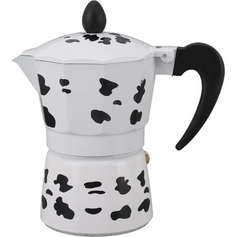 Cafetière Moka aluminium motif lait cow portable 3 tasses 150ML – Pour café riche chez soi, au bureau et en camping (1/5)
