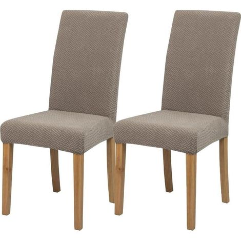 Stuhlhussen für Esszimmerstühle, 2er-Set, Jacquard-Stretch-Stuhlbezug für die Küche, abnehmbar und waschbar, Stuhlhussen als Schutz, für Zuhause, Restaurant, Bankett (Khaki)