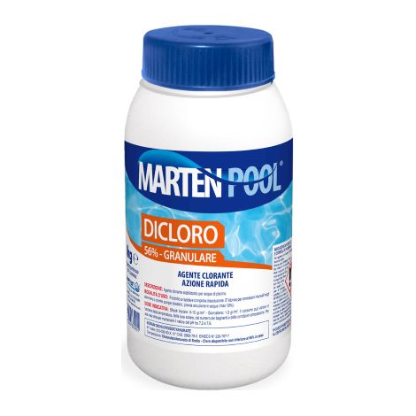 Marten cloro 56 % dicloro granulare agente clorante barattolo da 1 kg per piscina