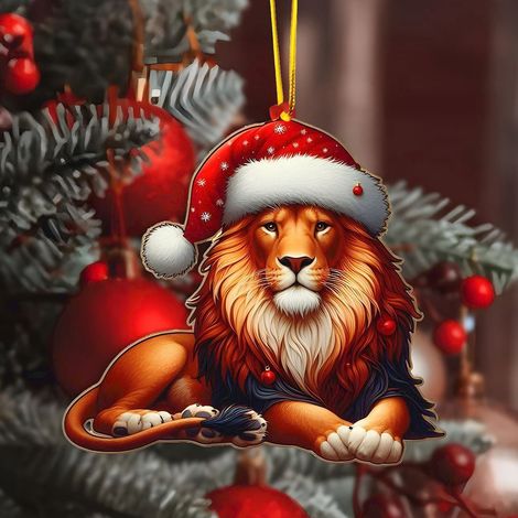 Guirlande Animal - Décoration Arbre De Noël En Acrylique Forme De Lion - Ornement Accroche Pour Maison Ou Cadeau - Lot De 1 (1/5)