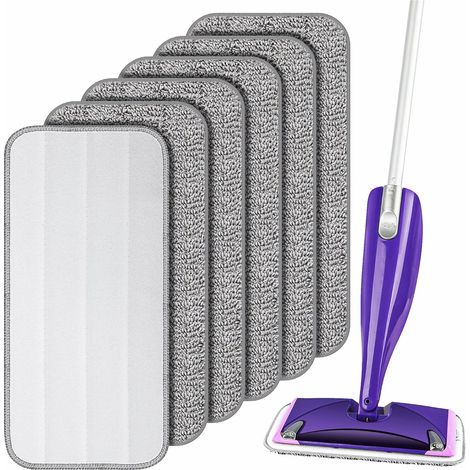 6 recharges de balai réutilisables – Lingettes humides et sèches – Nettoyage des sols – Gris (1/5)