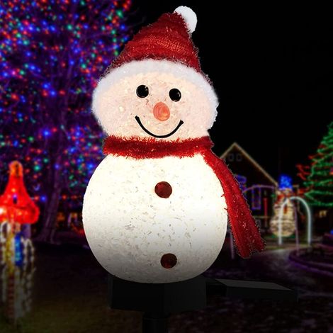 Confezione da 2 luci solari a forma di pupazzo di neve, luci natalizie solari, pupazzo di neve da giardino, luci decorative per il cortile e il passaggio (1/4)
