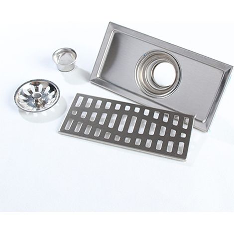 DOLASO 20 x 10 cm rechteckiger Edelstahl-Bodenablauf für Badezimmer, Dusche und Küche (1/5)