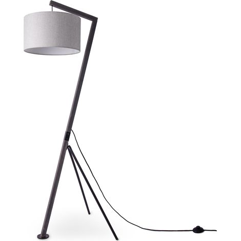 Paco Home Luminaria Pie Lámpara Pie Salón Pantalla Lámpara Lectura Mesilla Colgante  Lámpara de pie - Negro, Gris (Ø38cm)