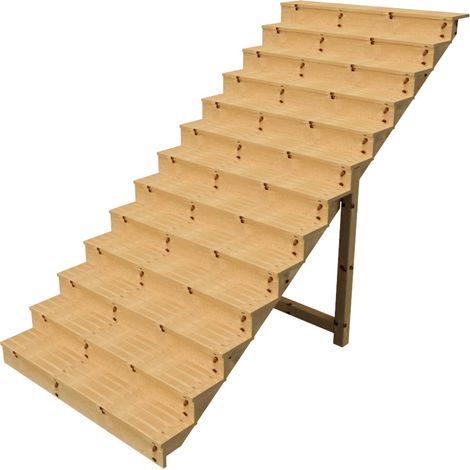 Berlin Escalier extérieur bois 13 marches H 224cm L-160cm fermé
