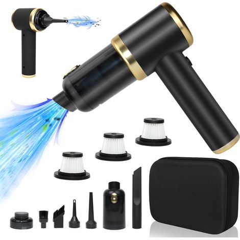 Aspirateur à main sans fil avec sac, puissance d'aspiration 10 000 Pa avec batteries de 4000 mAh, cyclonique humide et sec, aspirateur à main sans sac pour voiture, maison, caravane, poils (1/5)