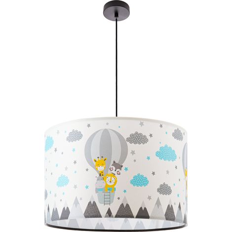 Paco Home Deckenlampe Kinderzimmer Pendelleuchte Babyzimmer Feuerwehr Straße Polizei E27 Pendelleuchte - Schwarz, Design 6 (Ø45,5 cm)