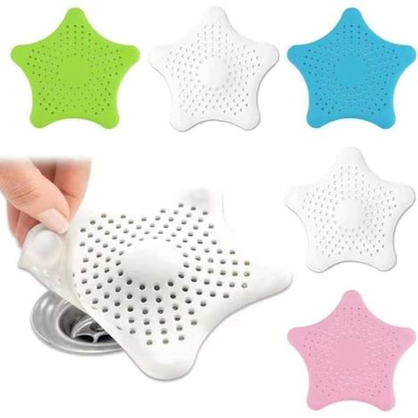 Lot de 5 collecteurs de cheveux pour douche - Filtre pour baignoire, lavabo et bonde, ventouse puissante