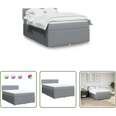 Matelas à ressorts ensachés - Sommier à lattes de lit avec matelas Gris clair 140x190cm Tissu (1/5)