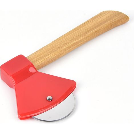 Couteau à pizza en acier avec manche en bambou, roue rotative tranchante et râpe intégrée, pour découper et servir. (1/5)