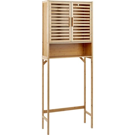 Estantería de baño elegante unidad de almacenaje bambú madera clara Okarche