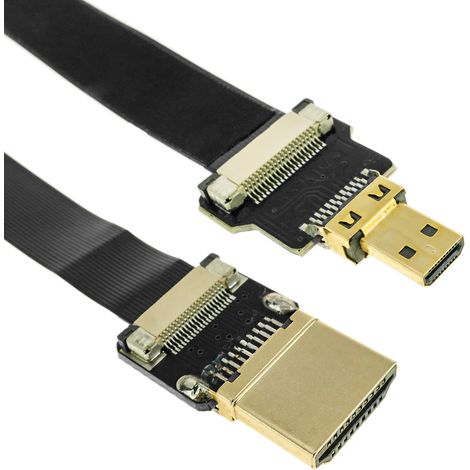 BeMatik - Câble vidéo HDMI plat FPV 20 cm A-mâle à micro D-male (1/5)