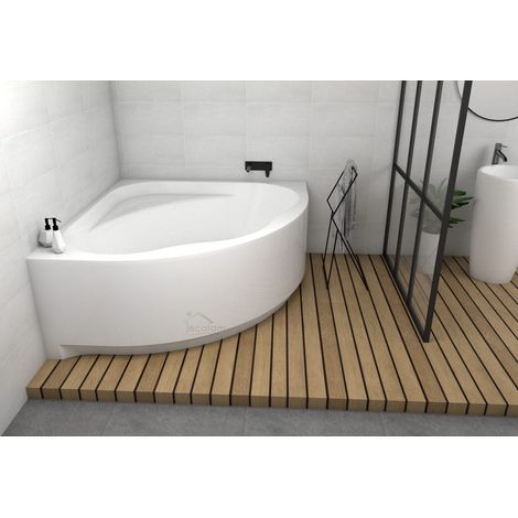 ECOLAM Baignoire d'angle Standard 150x150 cm + tablier pieds siphon silicone set complet (1/5)
