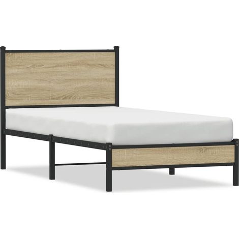 Maison Exclusive - Metallbett ohne Matratze Sonoma-Eiche 90x200 c (1/5)