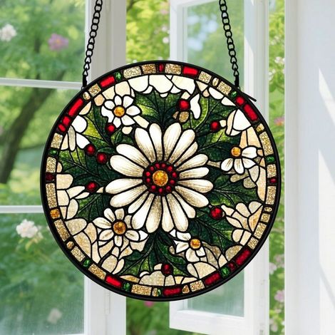 9cm Suspension en vitrail, attrape-soleil coloré élégant unique minimaliste, décoration maison intérieure, cadeau Fête des Mères, Anniversaire pour femme