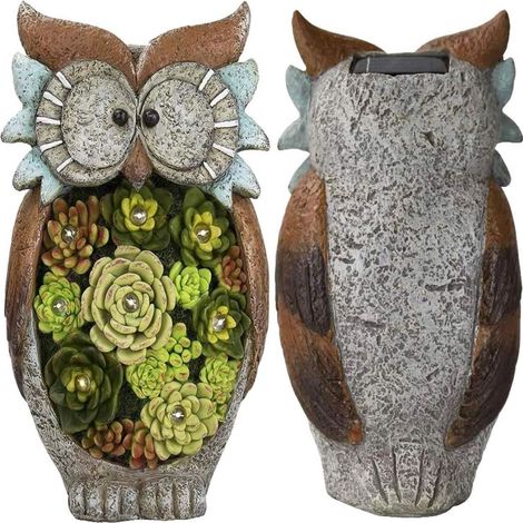 Statue De Jardin Hibou - Lampe Solaire En Résine - Décoration Extérieure Pour Pelouse Jardin Entrée - 1 Pièce
