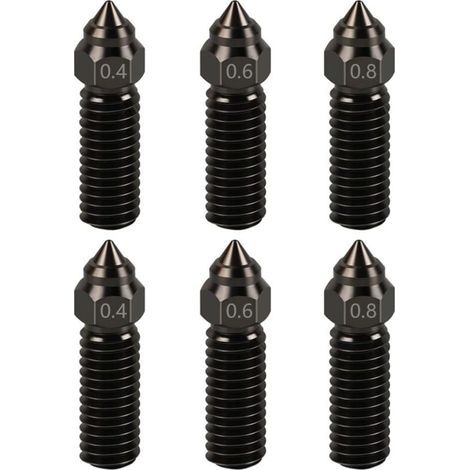 Kit de buses d'extrusion pour imprimante 3D - comprend 2 buses de 0,4 mm, 2 de 0,6 mm et 2 de 0,8 mm en acier trempé pour Creality K1 / K1 Max / Ender 3 V3 Ke (1/4)