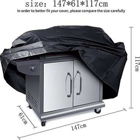 Telo di copertura per barbecue a gas, rettangolare, per esterni, 145 x 61 x 117 cm, in tessuto 210D impermeabile, resistente ai raggi UV, compatibile con Weber, Holland, Jennair, Campingaz, ecc. (1/4)